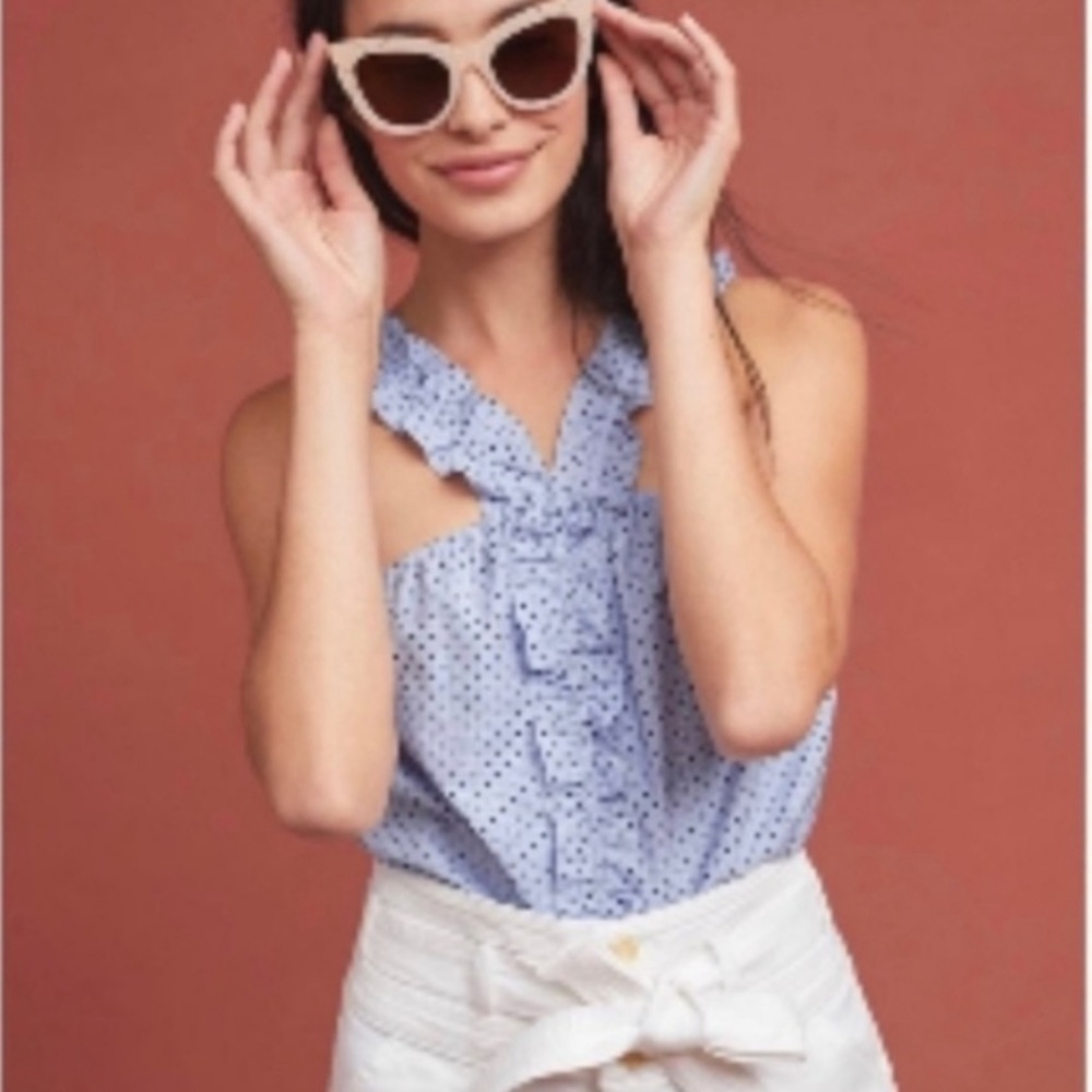 Anthropologie Waverly Grey Berlin Ruffle‎ Halter Top Size X-Small